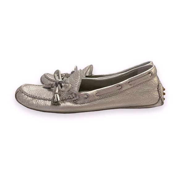 Cole Haan Metallic Silver Driving Moccasin Loafers - Picture 2 of 7